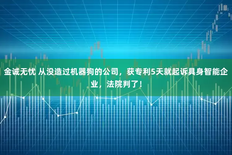 金诚无忧 从没造过机器狗的公司，获专利5天就起诉具身智能企业，法院判了！