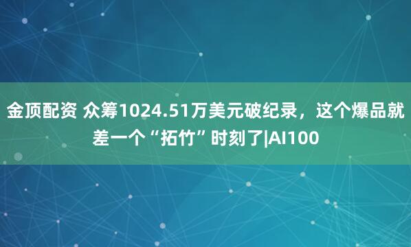 金顶配资 众筹1024.51万美元破纪录，这个爆品就差一个“拓竹”时刻了|AI100